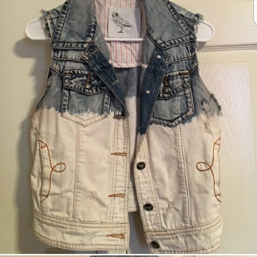 White crow ombre Jean denim vest